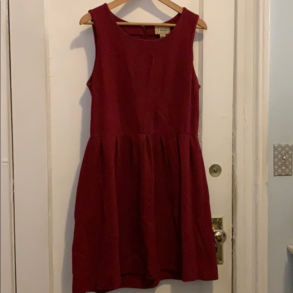 Anthropologie maroon fit and flare dress - size L